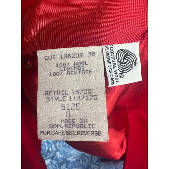 Koret Womens Red Wool Blazer With Black Velvet Collar Size 8 - Picture 4 of 8
